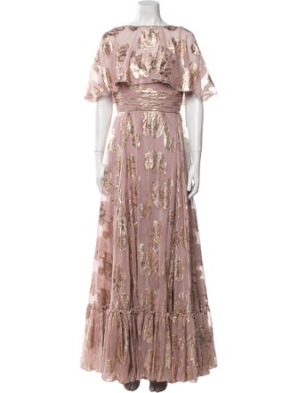 Mac Duggal Floral Print Long Dress