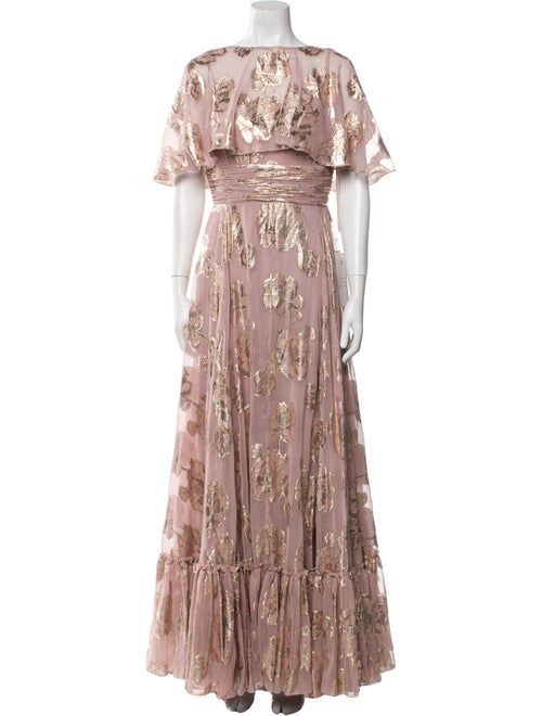 Mac Duggal Floral Print Long Dress