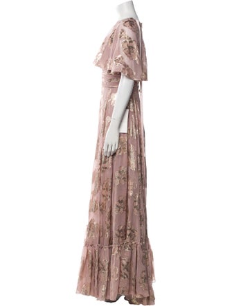 Mac Duggal Floral Print Long Dress