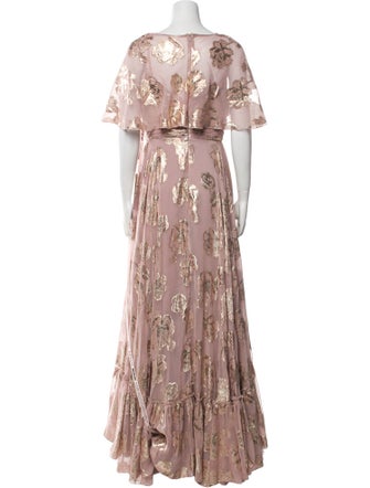 Mac Duggal Floral Print Long Dress