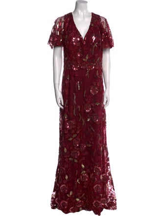 Mac Duggal Floral Print Long Dress