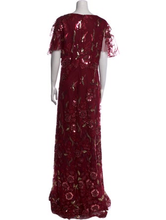 Mac Duggal Floral Print Long Dress