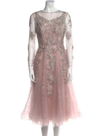 Mac Duggal Lace Pattern Midi Length Dress