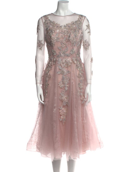 Mac Duggal Lace Pattern Midi Length Dress