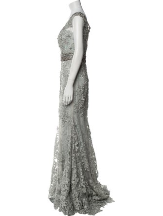 Mac Duggal Lace Pattern Long Dress