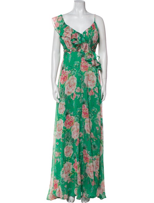 Mac Duggal Floral Print Long Dress