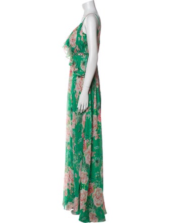 Mac Duggal Floral Print Long Dress