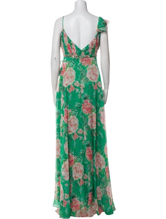Mac Duggal Floral Print Long Dress