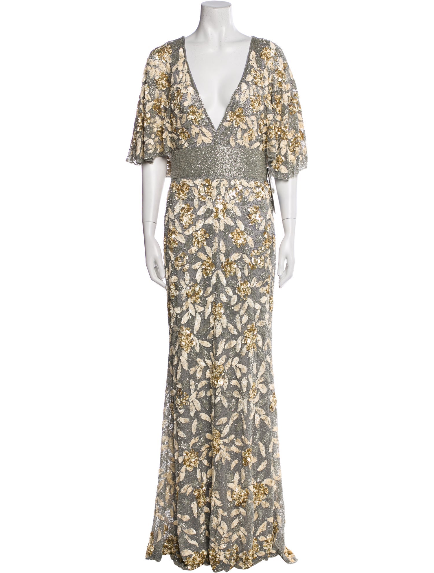 Mac Duggal Floral Print Long Dress