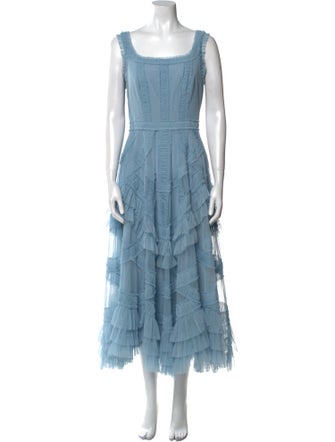 Mac Duggal Square Neckline Midi Length Dress