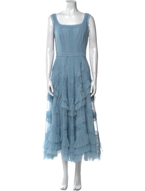 Mac Duggal Square Neckline Midi Length Dress