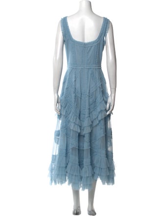 Mac Duggal Square Neckline Midi Length Dress