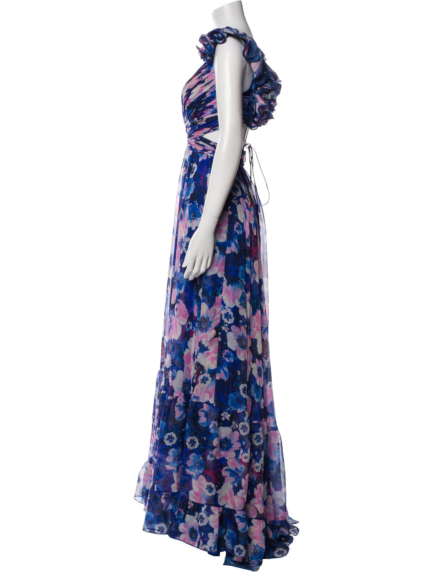 Mac Duggal Floral Print Long Dress