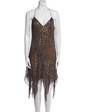 Mac Duggal Silk Midi Length Dress