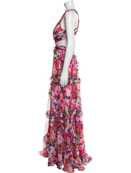Mac Duggal Floral Print Midi Length Dress