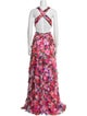 Mac Duggal Floral Print Midi Length Dress