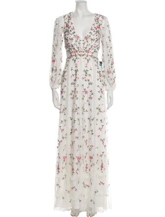 Mac Duggal Floral Print Long Dress