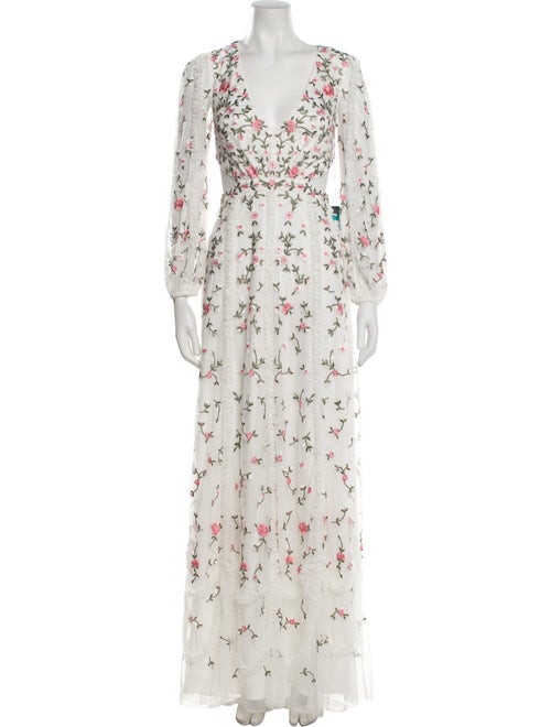 Mac Duggal Floral Print Long Dress