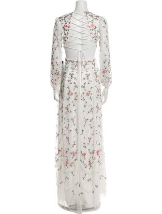 Mac Duggal Floral Print Long Dress