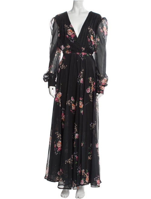 Mac Duggal Floral Print Long Dress