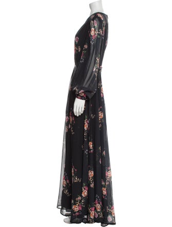 Mac Duggal Floral Print Long Dress
