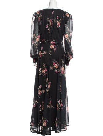 Mac Duggal Floral Print Long Dress