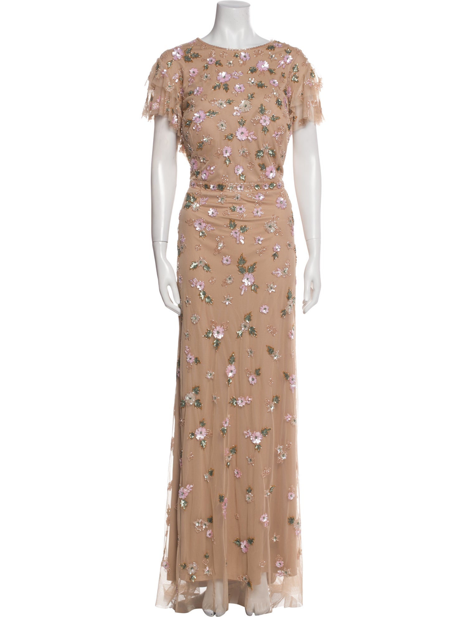 Mac Duggal Floral Print Long Dress