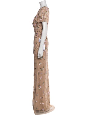 Mac Duggal Floral Print Long Dress