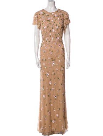 Mac Duggal Floral Print Long Dress