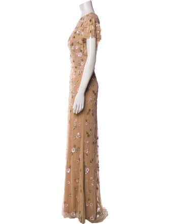 Mac Duggal Floral Print Long Dress