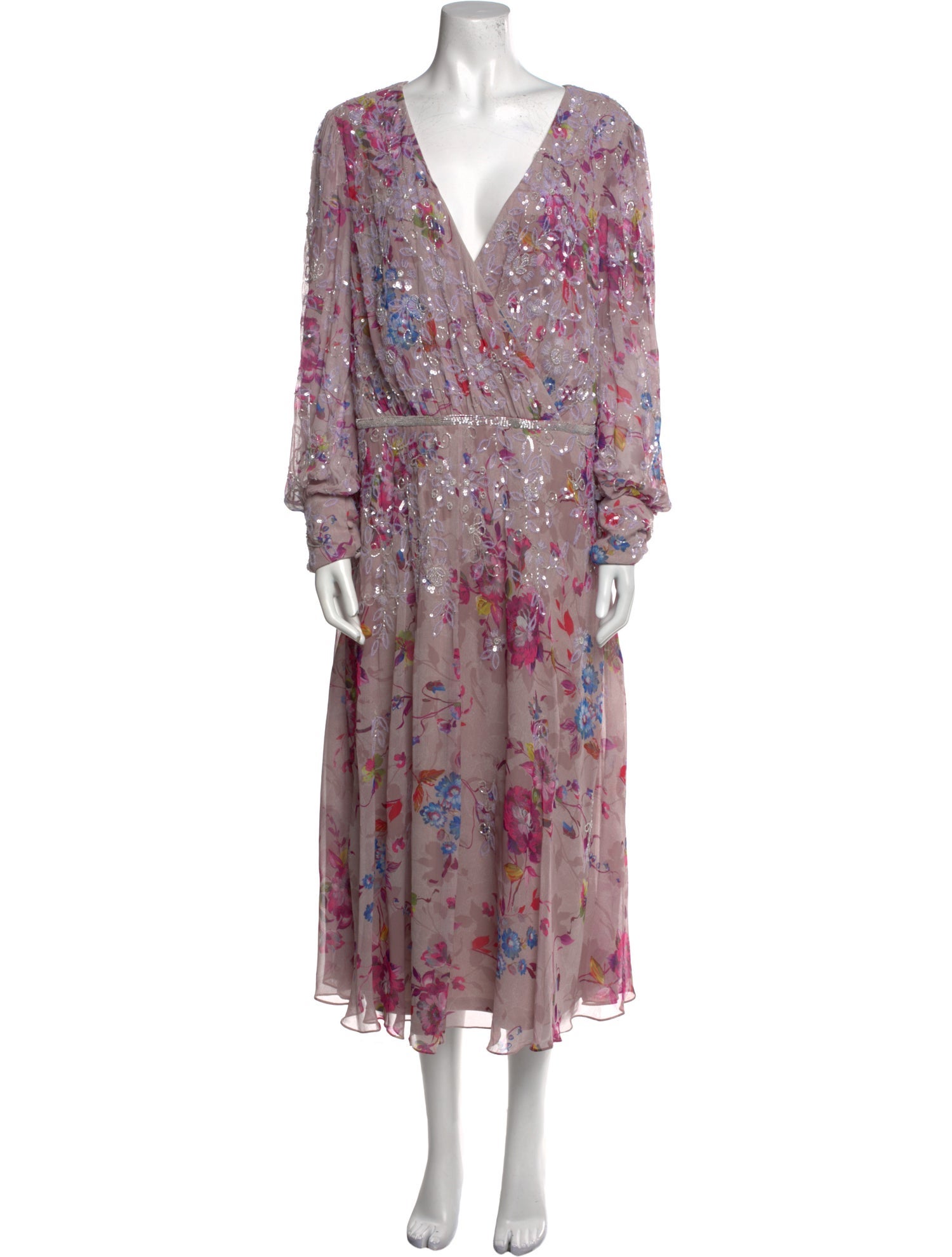 Mac Duggal Floral Print Long Dress w/ Tags