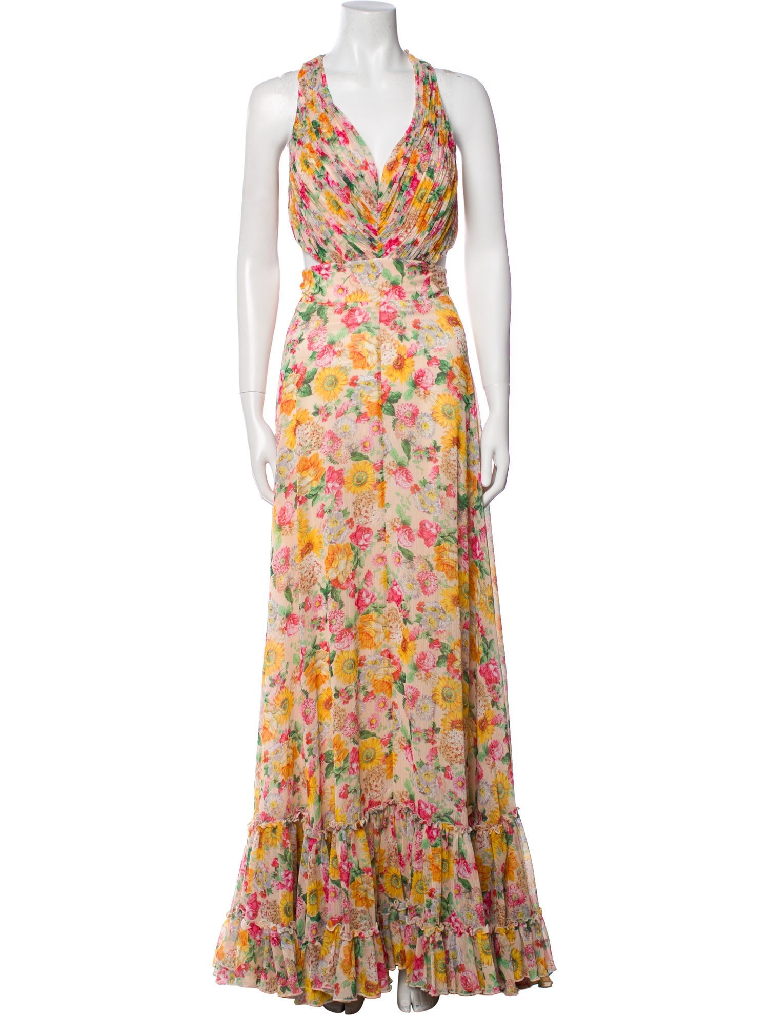 Mac Duggal Floral Print Long Dress