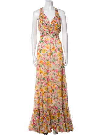 Mac Duggal Floral Print Long Dress