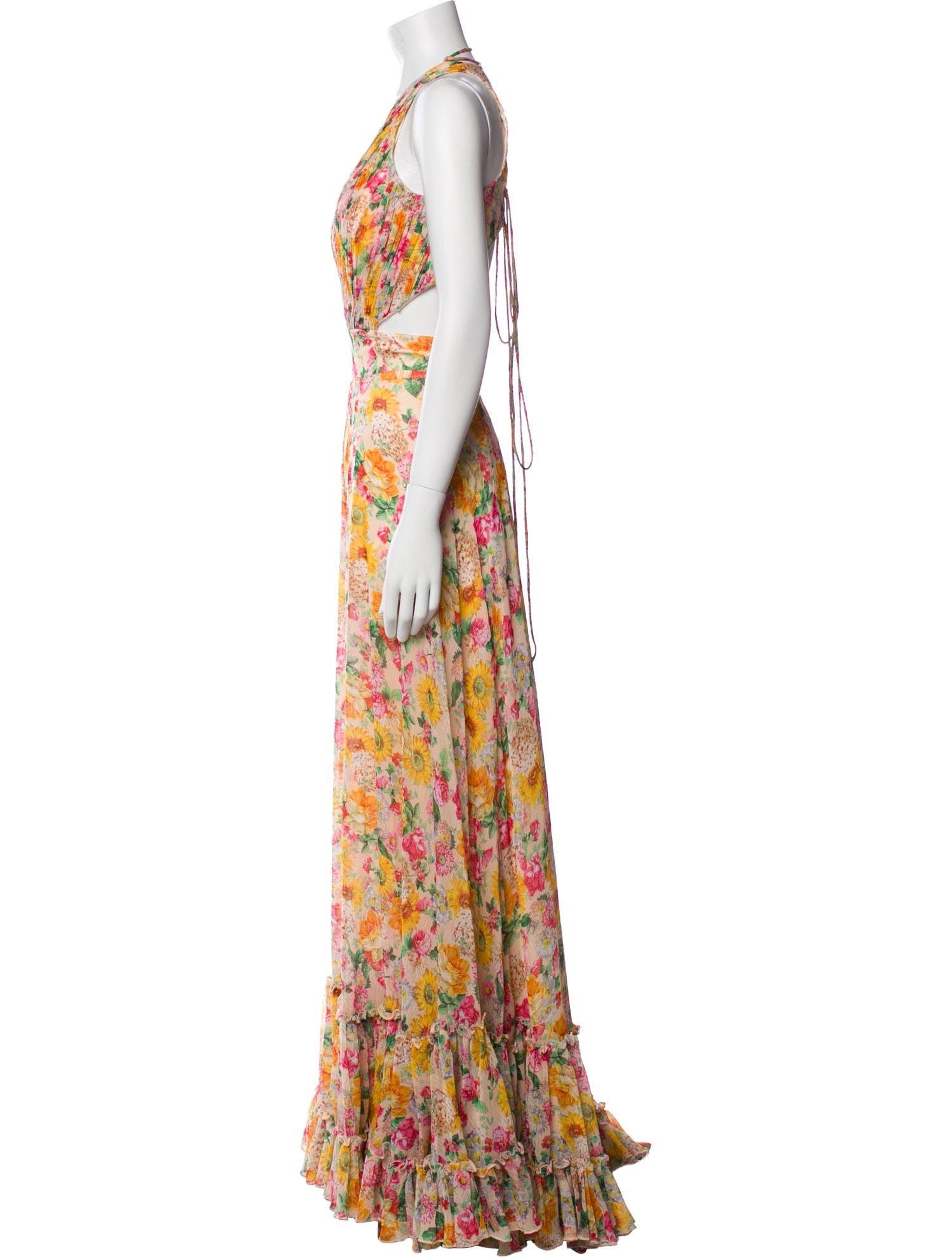 Mac Duggal Floral Print Long Dress