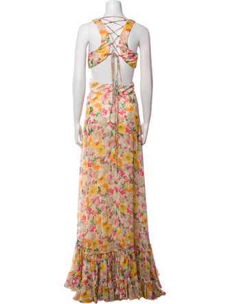 Mac Duggal Floral Print Long Dress