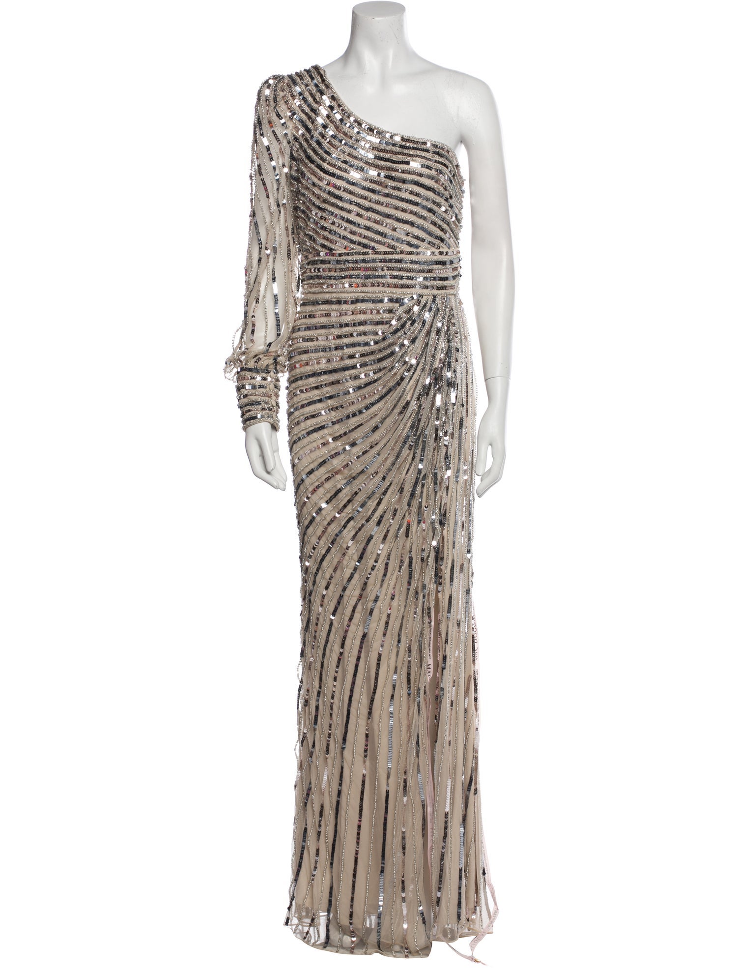 Mac Duggal Striped Long Dress