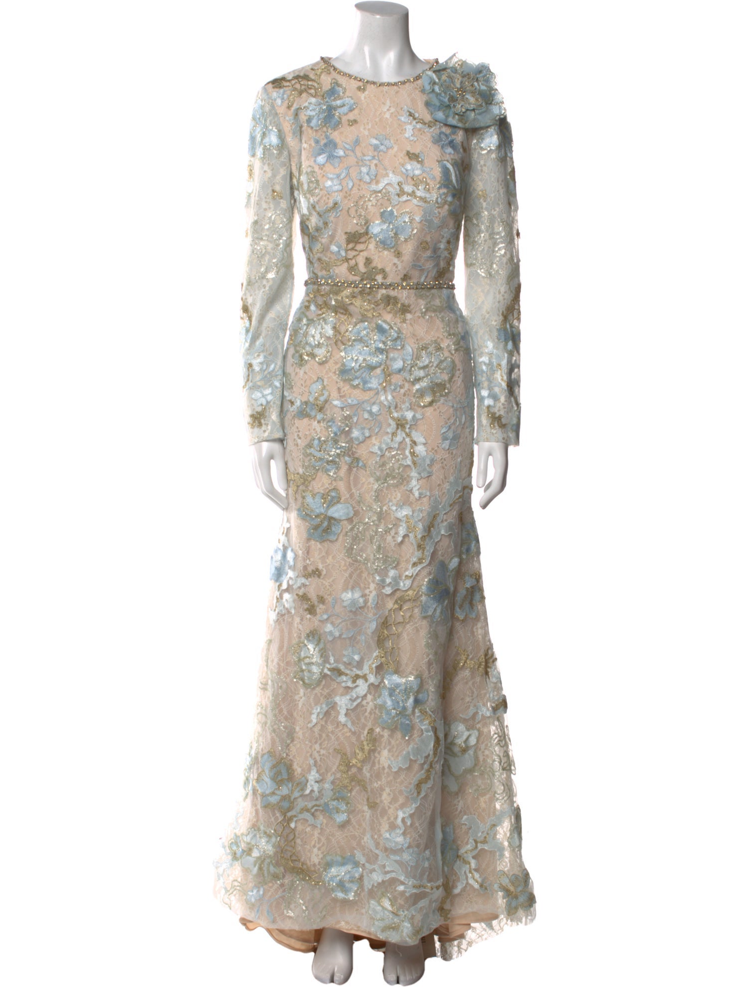 Mac Duggal Lace Pattern Long Dress