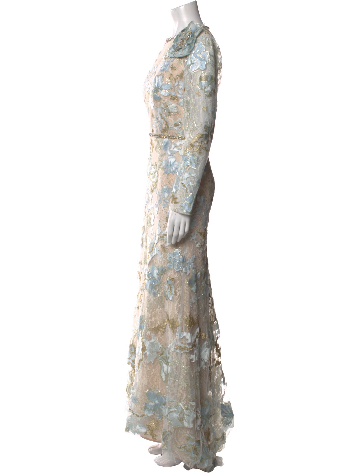 Mac Duggal Lace Pattern Long Dress