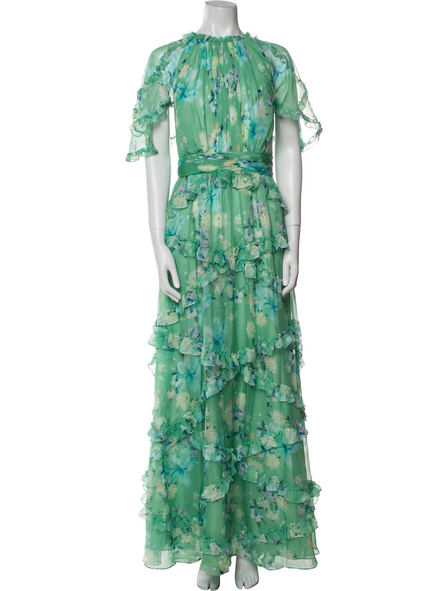 Mac Duggal Floral Print Long Dress w/ Tags