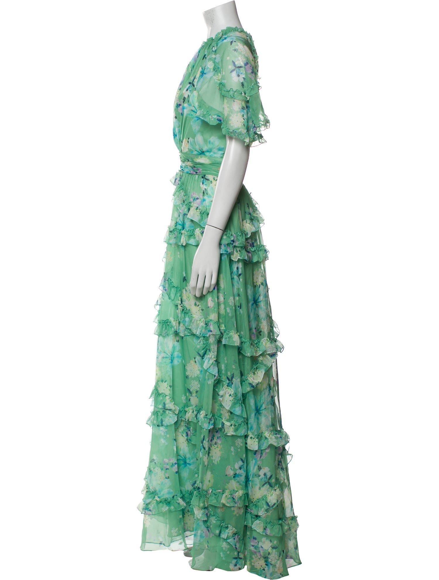 Mac Duggal Floral Print Long Dress w/ Tags