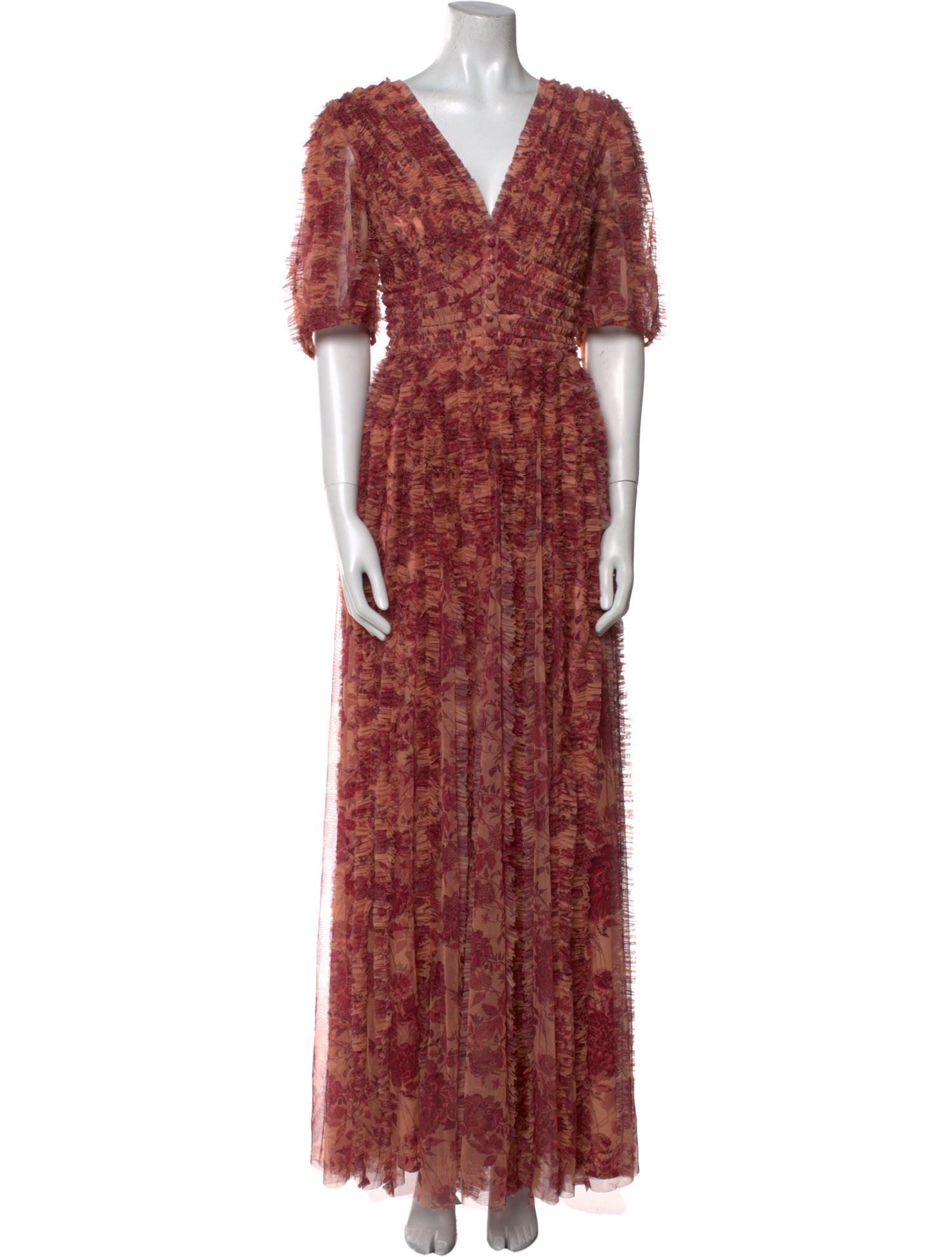 Mac Duggal Floral Print Long Dress w/ Tags