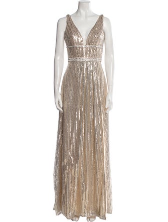 Mac Duggal V-Neck Long Dress