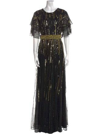 Mac Duggal Crew Neck Long Dress