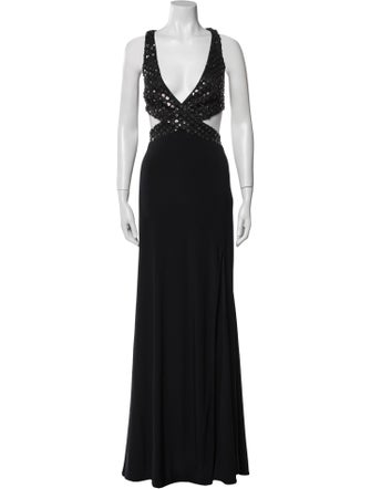 Mac Duggal V-Neck Long Dress
