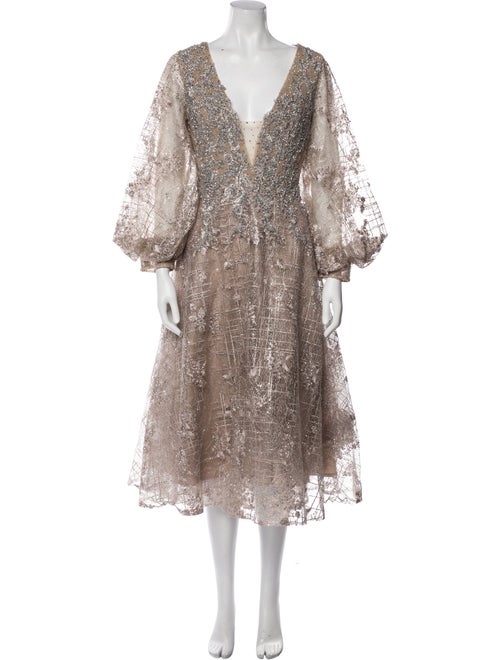 Mac Duggal V-Neck Midi Length Dress