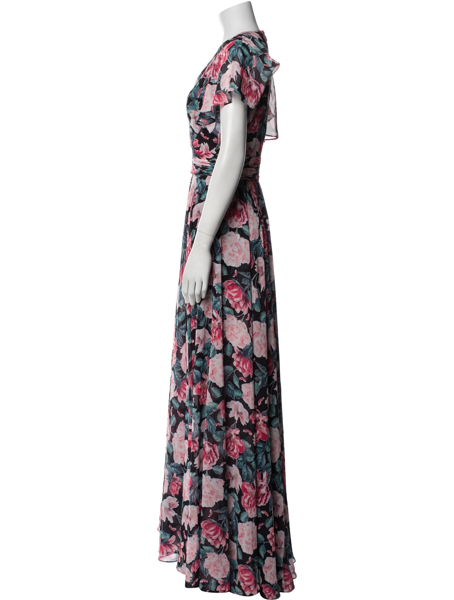 Mac Duggal Floral Print Long Dress w/ Tags