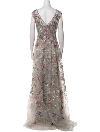 Mac Duggal Floral Print Long Dress