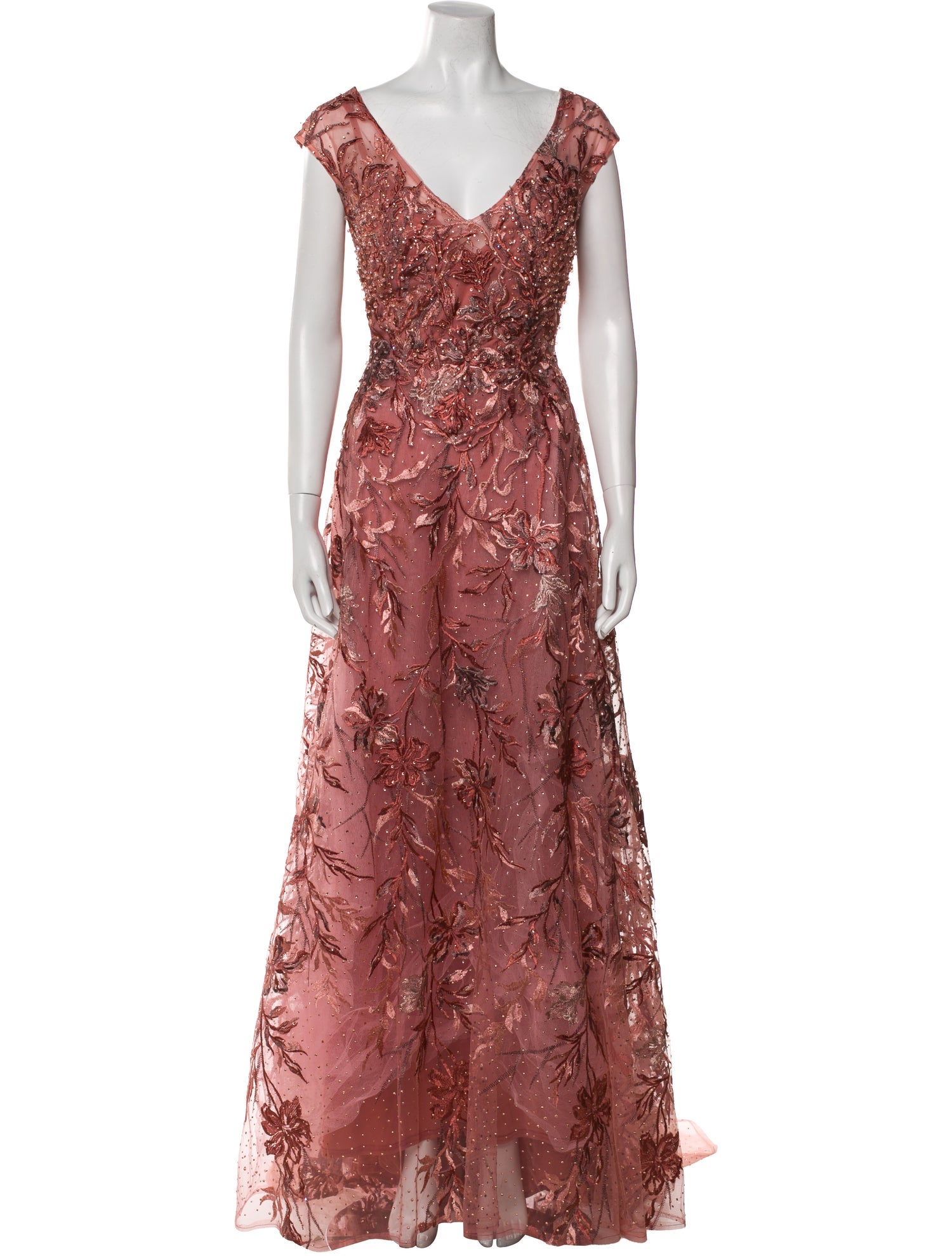 Mac Duggal Floral Print Long Dress w/ Tags