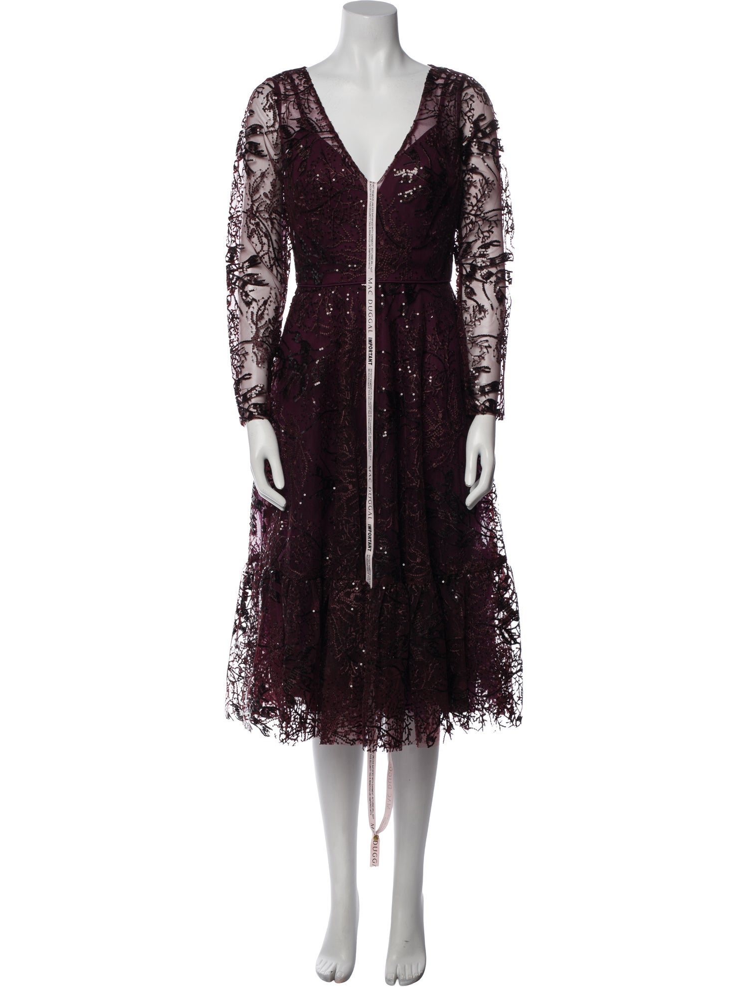 Mac Duggal Lace Pattern Midi Length Dress w/ Tags