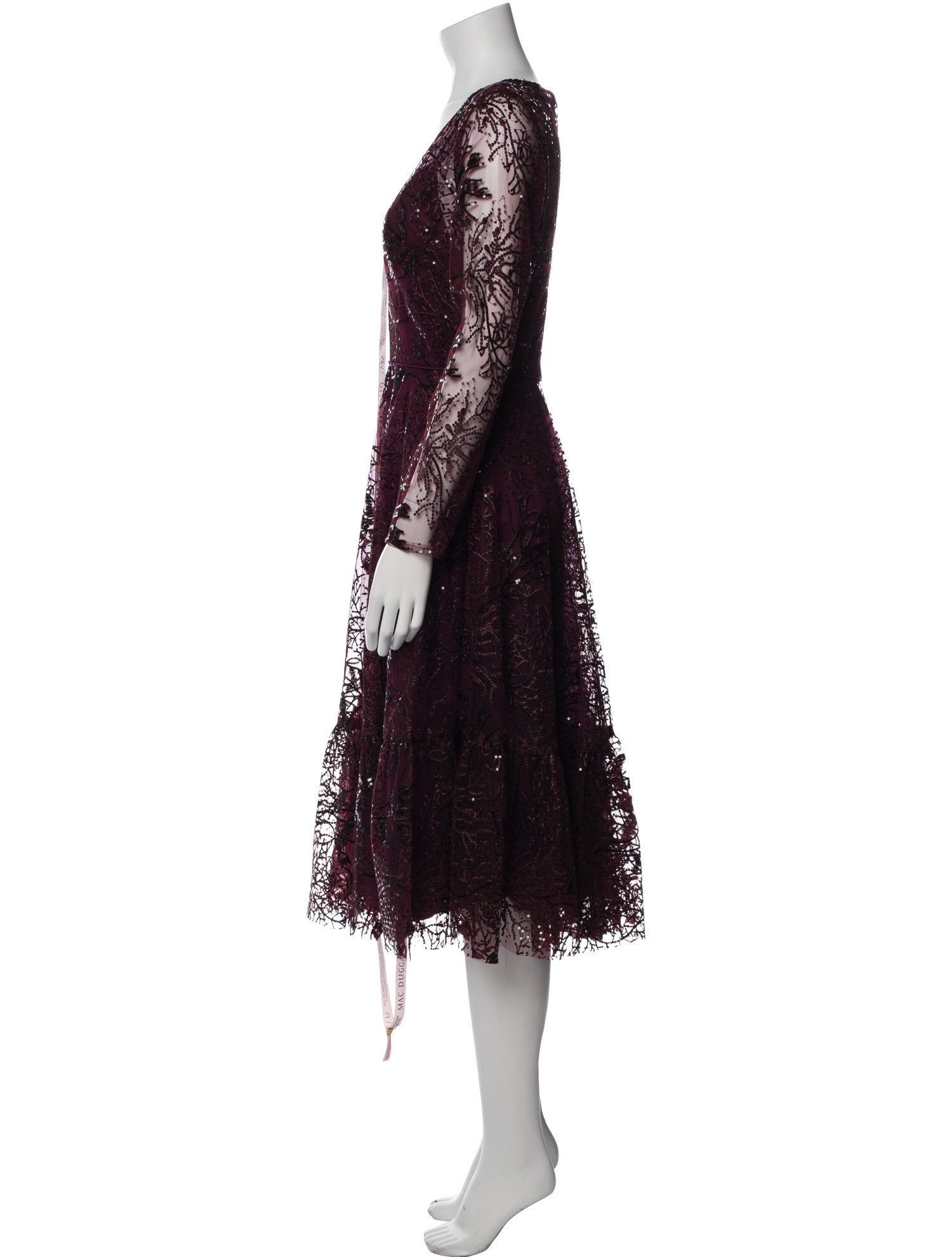 Mac Duggal Lace Pattern Midi Length Dress w/ Tags